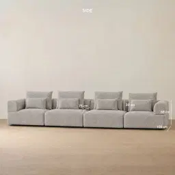 Riviera III Silk Grey 4 Pieces Modular Fabric Sofa