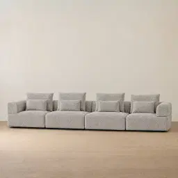 Riviera III Silk Grey 4 Pieces Modular Fabric Sofa