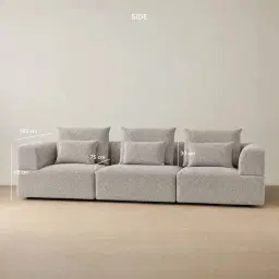 Riviera III Silk Grey 3 Pieces Modular Fabric Sofa