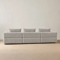 Riviera III Silk Grey 3 Pieces Modular Fabric Sofa