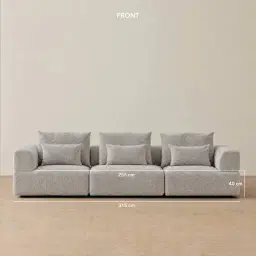 Riviera III Silk Grey 3 Pieces Modular Fabric Sofa