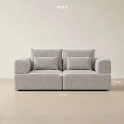 Riviera III Silk Grey 2 Pieces Modular Fabric Sofa