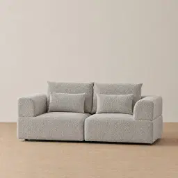 Riviera III Silk Grey 2 Pieces Modular Fabric Sofa