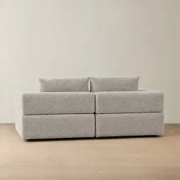 Riviera III Silk Grey 2 Pieces Modular Fabric Sofa