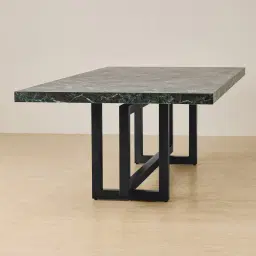 Grayson Matte Black Rectangular Dining Table with Matte Emerald Green Sintered Stone Top - 268x118cm