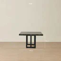 Grayson Matte Black Rectangular Dining Table with Matte Emerald Green Sintered Stone Top - 268x118cm
