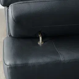 Elena Night Blue Leather 2-Seater Electric Recliner - Black Legs