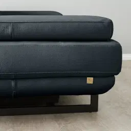 Elena Night Blue Leather 2-Seater Electric Recliner - Black Legs