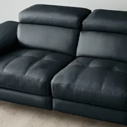 Elena Night Blue Leather 2-Seater Electric Recliner - Black Legs