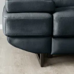 Elena Night Blue Leather 2-Seater Electric Recliner - Black Legs