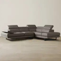 Aster Warm Stone Grey Modular Right Chaise Lounge - Black Legs