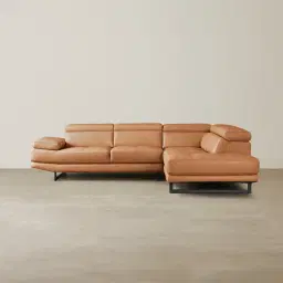 Aster Savannah Brown Modular Right Chaise Lounge - Black Legs