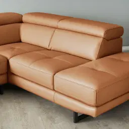 Aster Savannah Brown Modular Right Chaise Lounge - Black Legs