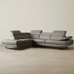 Aster Warm Stone Grey Modular Left Chaise Lounge - Black Legs