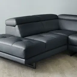 Aster Night Blue Modular Left Chaise Lounge - Black Legs