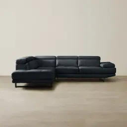 Aster Night Blue Modular Left Chaise Lounge - Black Legs