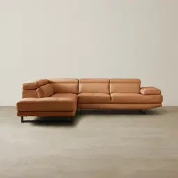 Aster Savannah Brown Modular Left Chaise Lounge - Black Legs