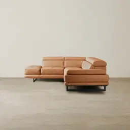 Aster Savannah Brown Modular Left Chaise Lounge - Black Legs