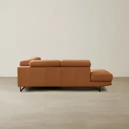 Aster Savannah Brown Modular Left Chaise Lounge - Black Legs