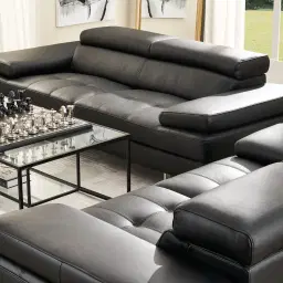 Lennox Garden Green Leather 3-Seater Sofa - Black Legs