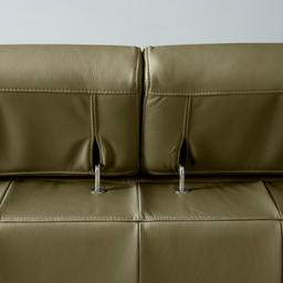 Lennox Garden Green Leather 3-Seater Sofa - Black Legs