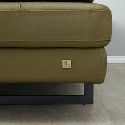 Lennox Garden Green Leather 3-Seater Sofa - Black Legs