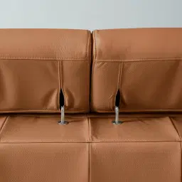 Lennox Savannah Brown Leather 3-Seater Sofa - Black Legs