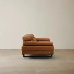 Lennox Savannah Brown Leather 3-Seater Sofa - Black Legs