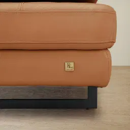 Lennox Savannah Brown Leather 3-Seater Sofa - Black Legs