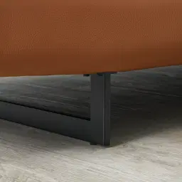 Lennox Savannah Brown Leather 3-Seater Sofa - Black Legs