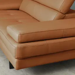 Lennox Savannah Brown Leather 3-Seater Sofa - Black Legs