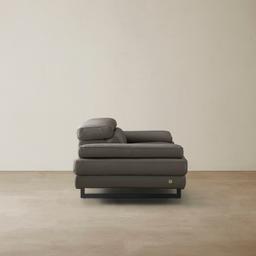 Lennox Warm Stone Grey Leather 2-Seater Sofa - Black Legs