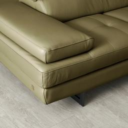 Lennox Garden Green Leather 2-Seater Sofa - Black Legs