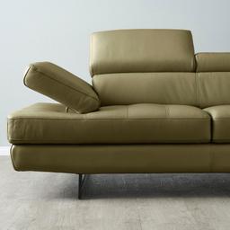 Lennox Garden Green Leather 2-Seater Sofa - Black Legs