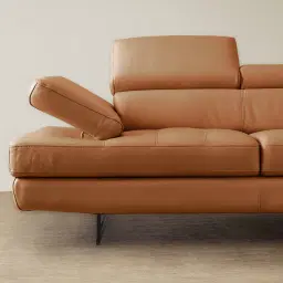 Lennox Savannah Brown Leather 2-Seater Sofa - Black Legs