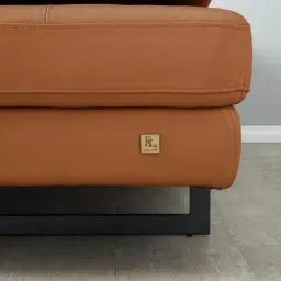 Lennox Savannah Brown Leather 2-Seater Sofa - Black Legs