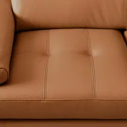 Lennox Savannah Brown Leather 2-Seater Sofa - Black Legs