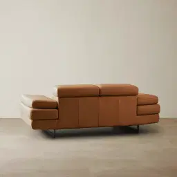 Lennox Savannah Brown Leather 2-Seater Sofa - Black Legs