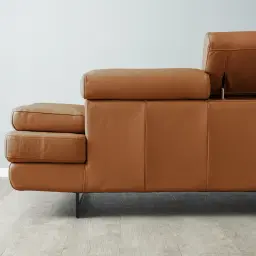 Lennox Savannah Brown Leather 2-Seater Sofa - Black Legs