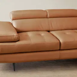 Lennox Savannah Brown Leather 2-Seater Sofa - Black Legs