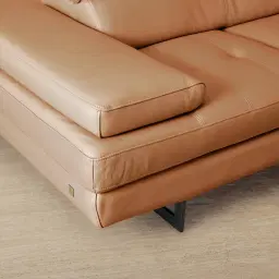 Lennox Savannah Brown Leather 2-Seater Sofa - Black Legs