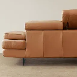 Lennox Savannah Brown Leather 2-Seater Sofa - Black Legs