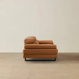 Lennox Savannah Brown Leather 2-Seater Sofa - Black Legs