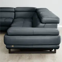 Alessia Night Blue Leather Dual Electric Recliner Lounge - Left - Black Legs