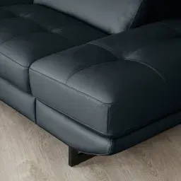 Alessia Night Blue Leather Dual Electric Recliner Lounge - Left - Black Legs