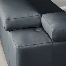 Alessia Night Blue Leather Dual Electric Recliner Lounge - Right - Black Legs