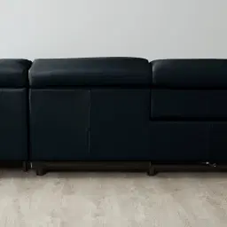 Alessia Night Blue Leather Dual Electric Recliner Lounge - Right - Black Legs