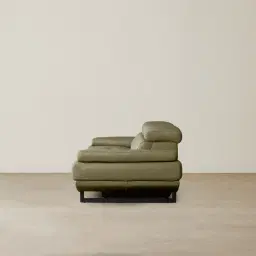 Elena Garden Green Leather 3-Seater Electric Recliner - Black Legs