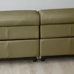 Elena Garden Green Leather 3-Seater Electric Recliner - Black Legs