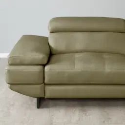 Elena Garden Green Leather 3-Seater Electric Recliner - Black Legs